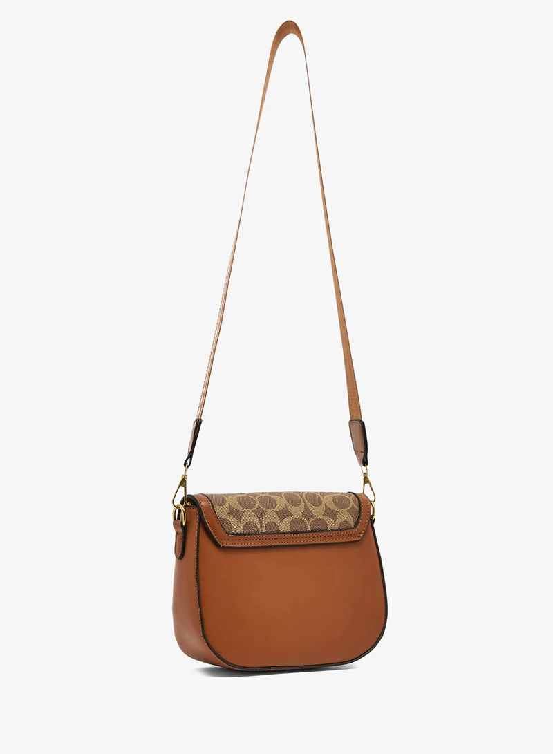 ELLA Printed Crossbody With Gold Accent Buckle Detail